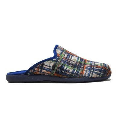 Zapatilla de casa destalonada para hombre en color azul