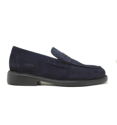 Mocasín para hombre de serraje azul