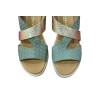 Sandalias con cuña Paula Urban 27-671 NABUK AQUA-PERLA PLATINO