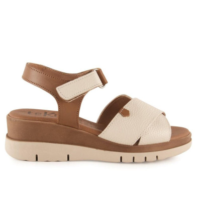 Sandalias con cuña Invogue S-54 en crema para mujer