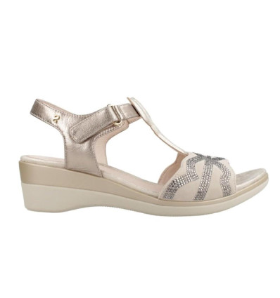 Sandalias planas Stonefly 220735 CREAM 50 LAMINATED LTH para mujer