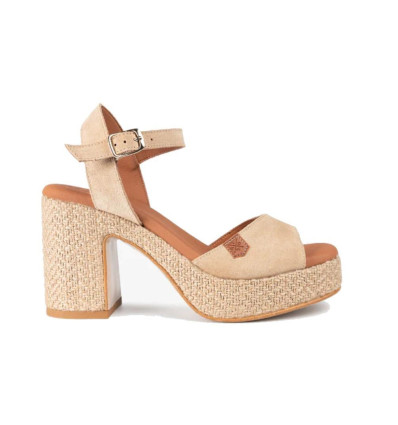 Sandalia con tacón Popa Marsella en beige para mujer