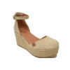 Cuña baja Popa Cantalar en serraje beige para mujer