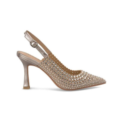 Zapatos de tacón destalonado V250616 en bronce para mujer