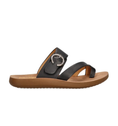 Sandalias planas Etika Katsiki 02 en negro para mujer