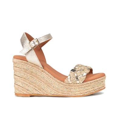 Sandalias con cuña Popa Bandon en oro para mujer