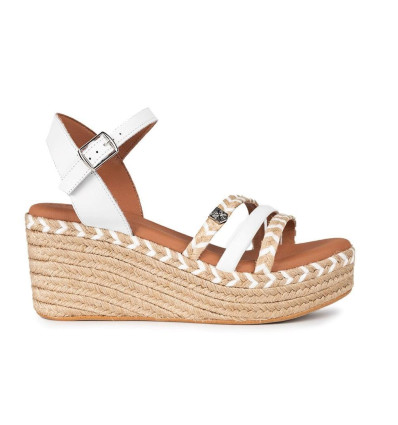 Sandalias con cuña Popa Albany Cuerda en blanco para mujer