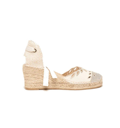 Alpargatas Alhamas Romero hojas A7037 en plata para mujer
