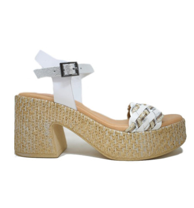 Sandalias con tacón Porronet 3175 en blanco para mujer