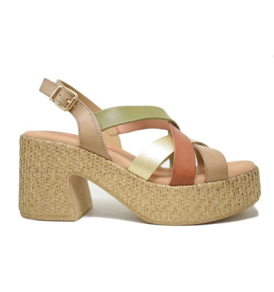 Sandalias con tacón Porronet 3171 en taupe para mujer