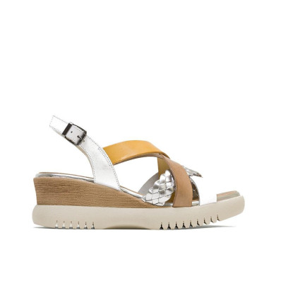 Sandalias con cuña Porronet Bárbara en blanco para mujer
