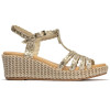 Sandalias con cuña Pitillos 10565 en oro para mujer