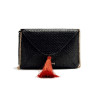 Bolso bandolera de rafia con flecos TRUMBULL 75496 en negro
