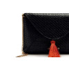 Bolso bandolera de rafia con flecos TRUMBULL 75496 en negro