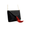 Bolso bandolera de rafia con flecos TRUMBULL 75496 en negro