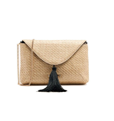 Bolso bandolera de rafia con flecos TRUMBULL 75496 en natural