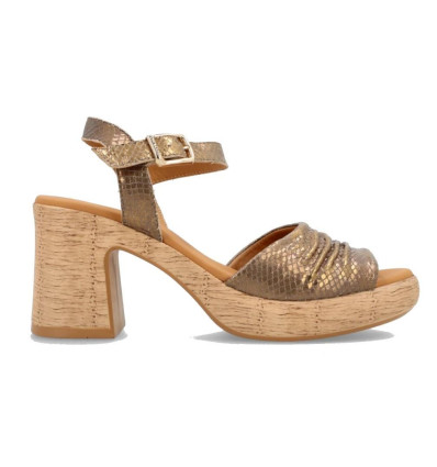 Sandalias con tacón Paula Urban 32-743 en bronce para mujer