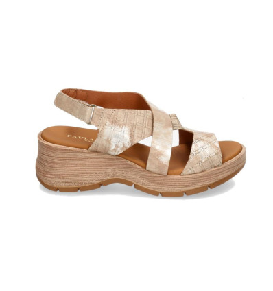 Sandalias con cuña Paula Urban 27-773 en beige para mujer