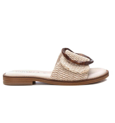 Sandalias mules planas 162415 en beige para mujer