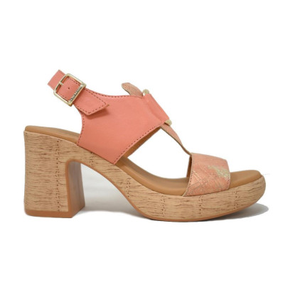 Sandalias de tacón Paula Urban 32-747 Picasso en papaya para mujer