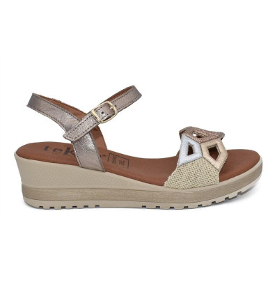 Sandalias con cuña Tekila S-2108 en beige para mujer
