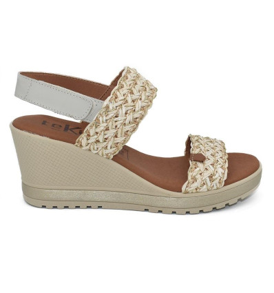 Sandalias con cuña Tekila 8463 en beige para mujer