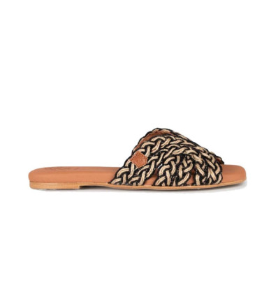 Sandalias planas Popa Durban para mujer en negro