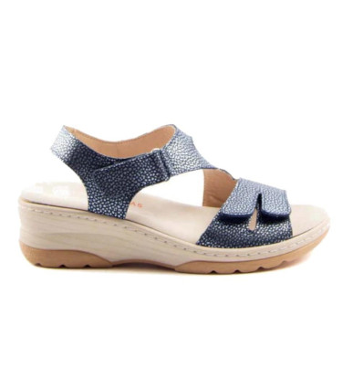 Sandalias con cuña Doctor Cutillas 49123 en azul marino para mujer