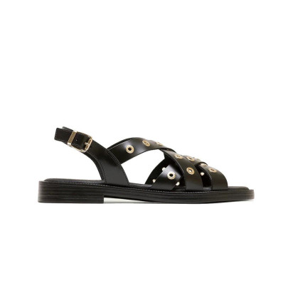 Sandalias planas Porronet Mónica 3125 en negro