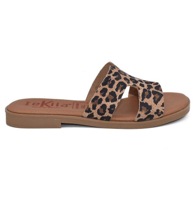 Sandalias planas TEKILA 141 en leopardo para mujer