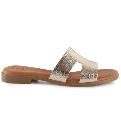 Sandalias planas de pala TEKILA 141 en platino para mujer